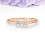 Luxurious Pavé-Set Diamonds, Unique Butterfly-Shaped 4-Prong Setting, Round Cut Moissanite Wedding Ring - Additional view