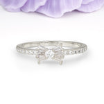 Luxurious Pavé-Set Diamonds, Unique Butterfly-Shaped 4-Prong Setting, Round Cut Moissanite Wedding Ring - Additional view