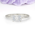 Luxurious Pavé-Set Diamonds, Unique Butterfly-Shaped 4-Prong Setting, Round Cut Lab Diamond Wedding Ring - Additional view