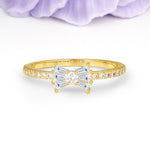 Luxurious Pavé-Set Diamonds, Unique Butterfly-Shaped 4-Prong Setting, Round Cut Lab Diamond Wedding Ring - Additional view