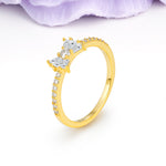 Luxurious Pavé-Set Diamonds, Unique Butterfly-Shaped 4-Prong Setting, Round Cut Lab Diamond Wedding Ring - Additional view