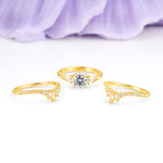 Radiant Round Cut Marquise Accent Lab Diamond Bridal Ring Set - Additional view