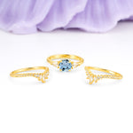 Radiant Round Cut Marquise Accent Aquamarine Bridal Ring Set - Additional view