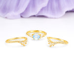 Radiant Round Cut Marquise Accent Moonstone Bridal Ring Set - Additional view