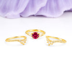 Radiant Round Cut Marquise Accent Ruby Bridal Ring Set - Additional view