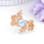 Nature-Inspired Luxury: 6-Prong Hexagonal Cut Moonstone Bridal Ring Set - Additional view