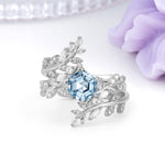 Nature-Inspired Luxury: 6-Prong Hexagonal Cut Aquamarine Bridal Ring Set - Additional view