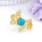 Nature-Inspired Luxury: 6-Prong Hexagonal Cut Turquoise Bridal Ring Set - Additional view
