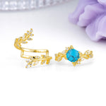Nature-Inspired Luxury: 6-Prong Hexagonal Cut Turquoise Bridal Ring Set - Additional view