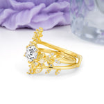 Nature-Inspired Luxury: 6-Prong Hexagonal Cut Lab Diamond Bridal Ring Set - Additional view