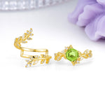 Nature-Inspired Luxury: 6-Prong Hexagonal Cut Peridot Bridal Ring Set - Additional view