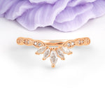 Luxurious Pave Setting with Unique 2-Prong Marquise Cut Moissanite Wedding Ring - Additional view