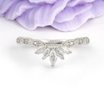 Luxurious Pave Setting with Unique 2-Prong Marquise Cut Moissanite Wedding Ring - Additional view