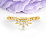 Luxurious Pave Setting with Unique 2-Prong Marquise Cut Moissanite Wedding Ring - Additional view