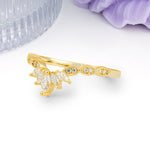 Luxurious Pave Setting with Unique 2-Prong Marquise Cut Moissanite Wedding Ring - Additional view