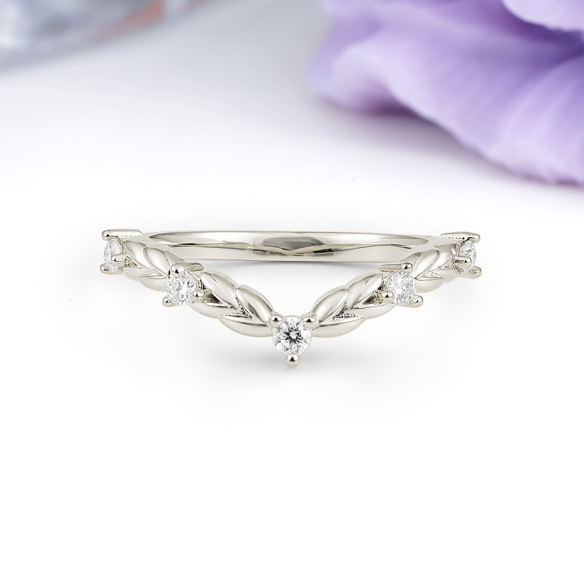 Classic, Minimalist 3-Prong Round Cut Moissanite Wedding Ring - Additional view