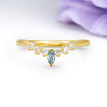 Classic, Minimalist 3-Prong Marquise Cut Moss Agate Wedding Ring - Additional view