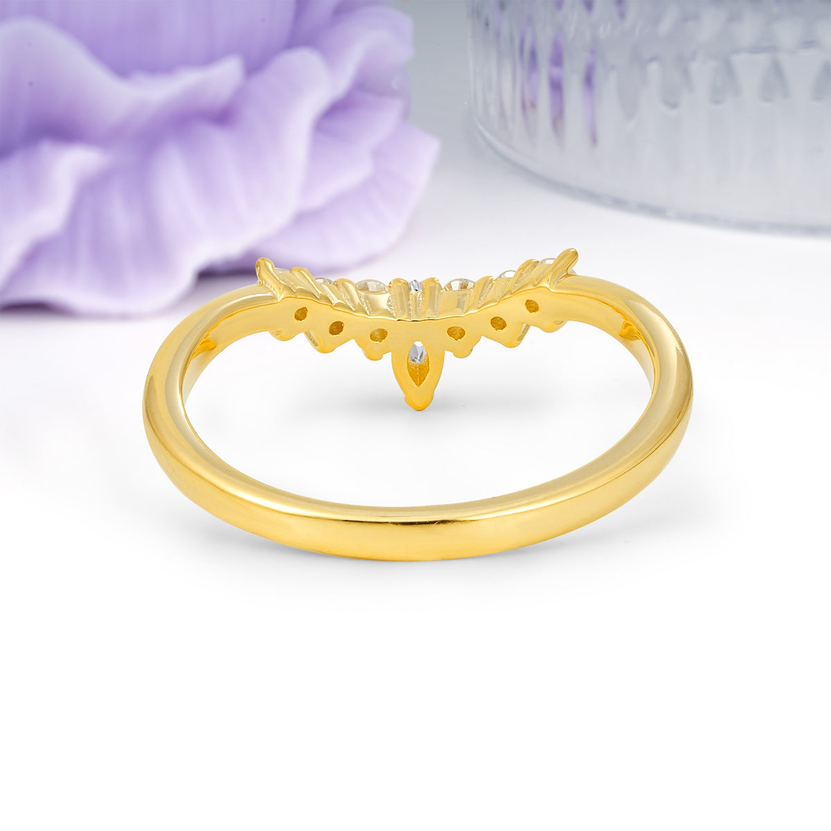 Classic, Minimalist 3-Prong Marquise Cut Lab Diamond Wedding Ring - Additional view