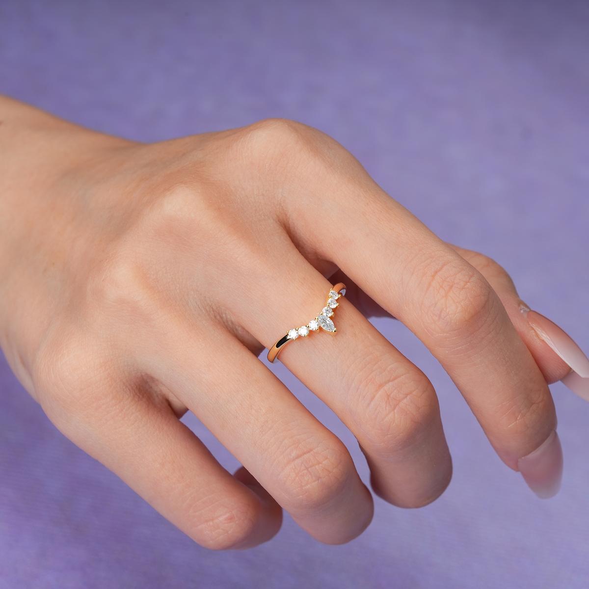 Classic, Minimalist 3-Prong Marquise Cut Lab Diamond Wedding Ring