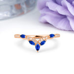 Glamorous Pave Pear‑Marquise V‑Chevron Sapphire Wedding Ring - Additional view
