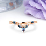 Glamorous Pave Pear‑Marquise V‑Chevron Alexandrite Wedding Ring - Additional view