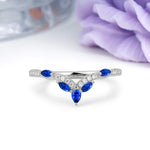 Glamorous Pave Pear‑Marquise V‑Chevron Sapphire Wedding Ring - Additional view