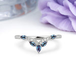 Glamorous Pave Pear‑Marquise V‑Chevron Alexandrite Wedding Ring - Additional view