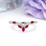 Glamorous Pave Pear‑Marquise V‑Chevron Ruby Wedding Ring - Additional view