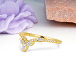 Glamorous Pave Pear‑Marquise V‑Chevron Moissanite Wedding Ring - Additional view