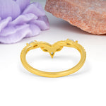 Glamorous Pave Pear‑Marquise V‑Chevron Moissanite Wedding Ring - Additional view