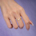 Glamorous Pave Pear‑Marquise V‑Chevron Moissanite Wedding Ring - Additional view