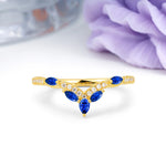 Glamorous Pave Pear‑Marquise V‑Chevron Sapphire Wedding Ring - Additional view