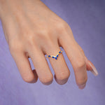 Glamorous Pave Pear‑Marquise V‑Chevron Sapphire Wedding Ring - Additional view