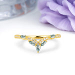 Glamorous Pave Pear‑Marquise V‑Chevron Moss Agate Wedding Ring - Additional view