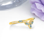 Glamorous Pave Pear‑Marquise V‑Chevron Moss Agate Wedding Ring - Additional view