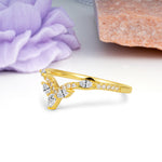 Glamorous Pave Pear‑Marquise V‑Chevron Lab Diamond Wedding Ring - Additional view