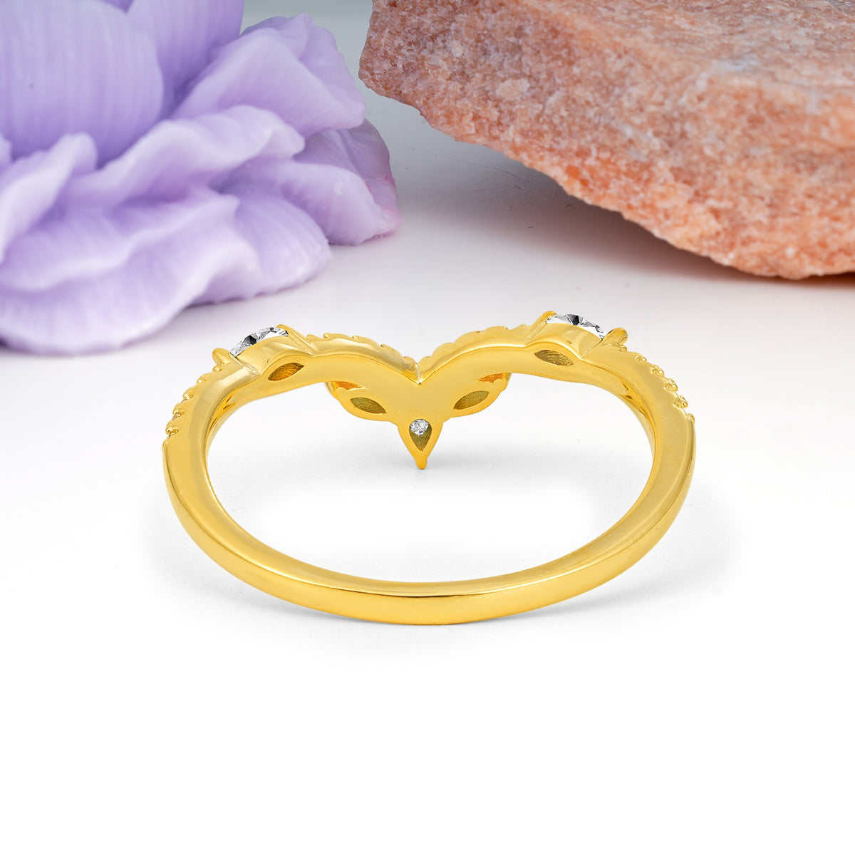 Glamorous Pave Pear‑Marquise V‑Chevron Lab Diamond Wedding Ring - Additional view
