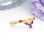 Glamorous Pave Pear‑Marquise V‑Chevron Amethyst Wedding Ring - Additional view