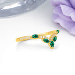 Glamorous Pave Pear‑Marquise V‑Chevron Emerald Wedding Ring - Additional view