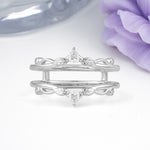 Majestical Pave Pear Cut Leaf?Vine Double?Band Moissanite Enhancer Wedding Ring - Additional view
