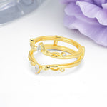 Majestical Pave Pear Cut Leaf?Vine Double?Band Moissanite Enhancer Wedding Ring - Additional view