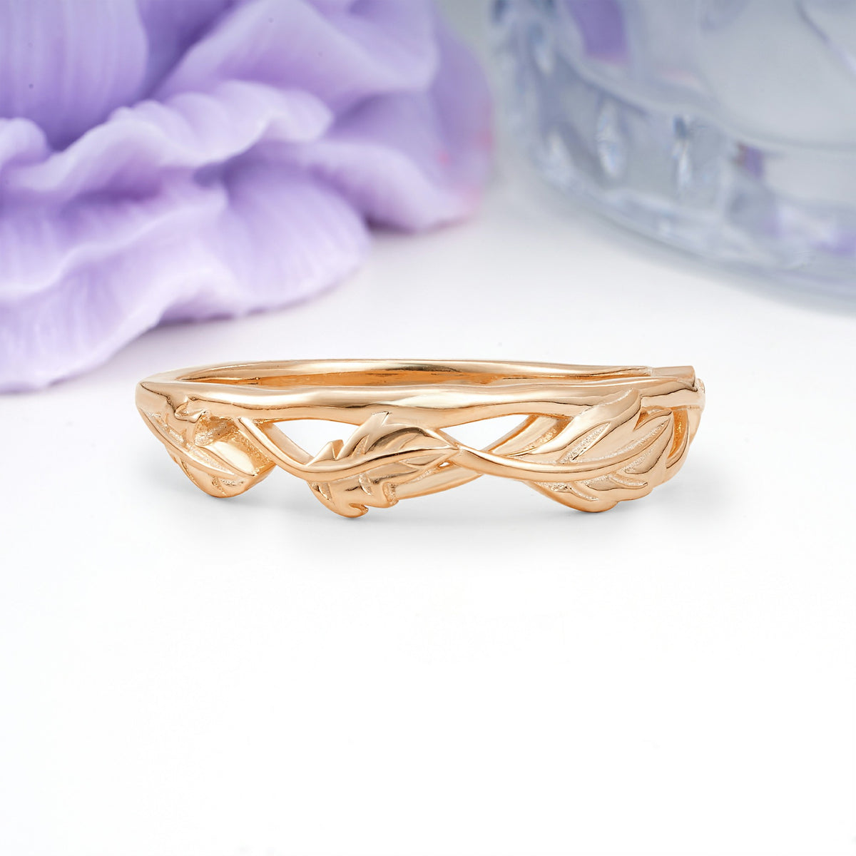 Botanical Openwork Foliage Wedding Ring - Additional view