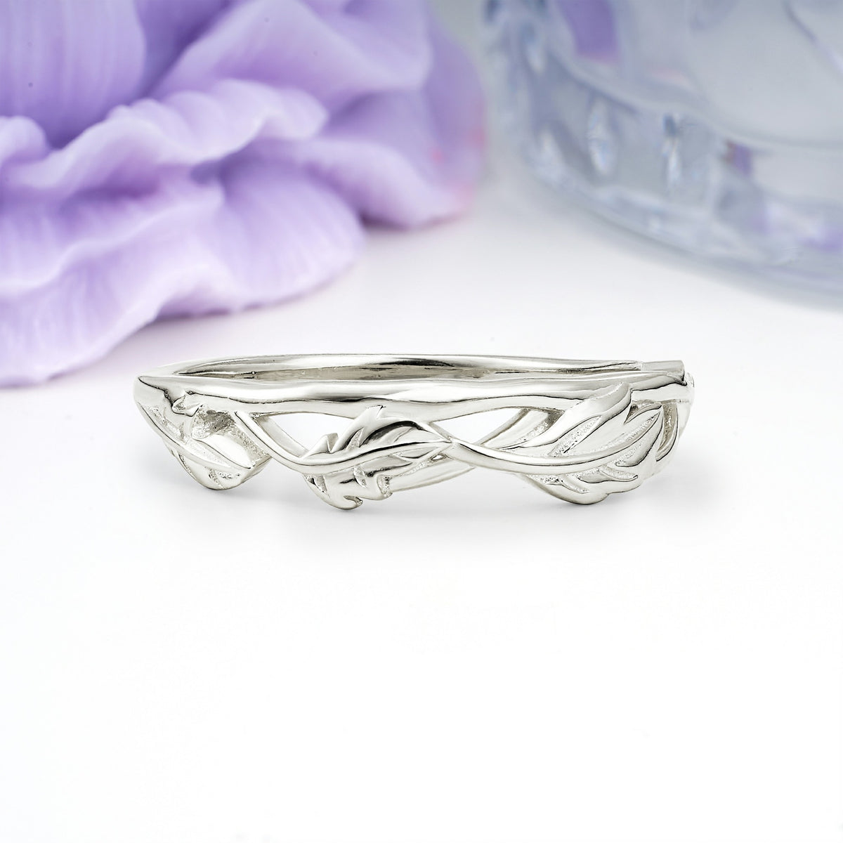 Botanical Openwork Foliage Wedding Ring - Additional view