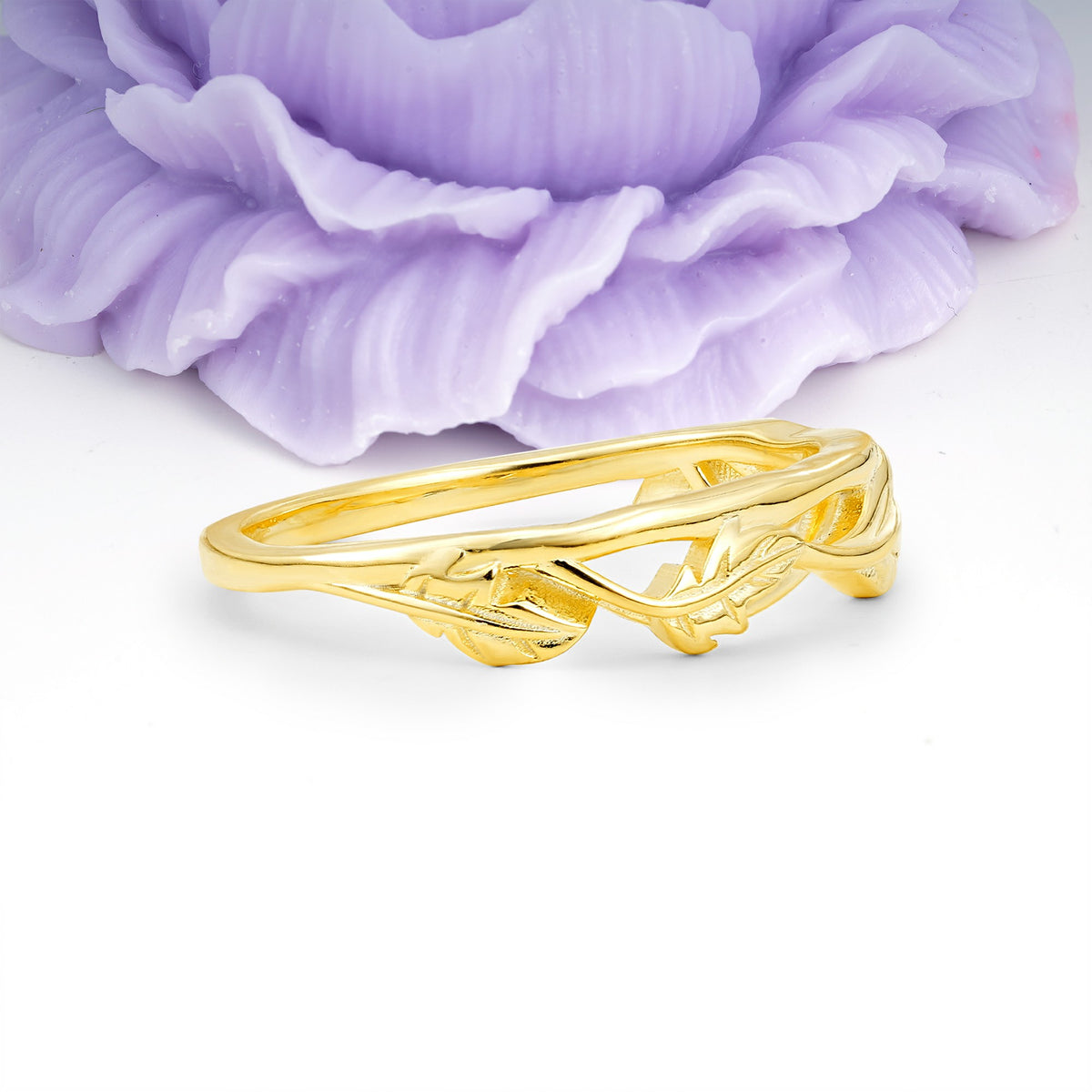 Botanical Openwork Foliage Wedding Ring - Additional view