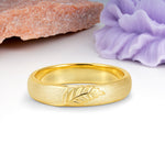 Velvety Satin-Finish Feather-Carved Wedding Ring - Additional view