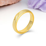 Velvety Satin-Finish Feather-Carved Wedding Ring - Additional view
