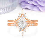 Luxurious Classic 4-Prong Kite Cut Moissanite Bridal Ring Set - Additional view
