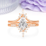 Luxurious Classic 4-Prong Kite Cut Lab Diamond Bridal Ring Set - Additional view