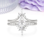 Luxurious Classic 4-Prong Kite Cut Moissanite Bridal Ring Set - Additional view