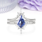 Luxurious Classic 4-Prong Kite Cut Tanzanite Bridal Ring Set - Additional view